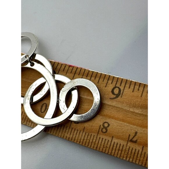 Silver Tone Multi Circle Link Necklace Circular Statement Adjustable - Picture 7 of 9